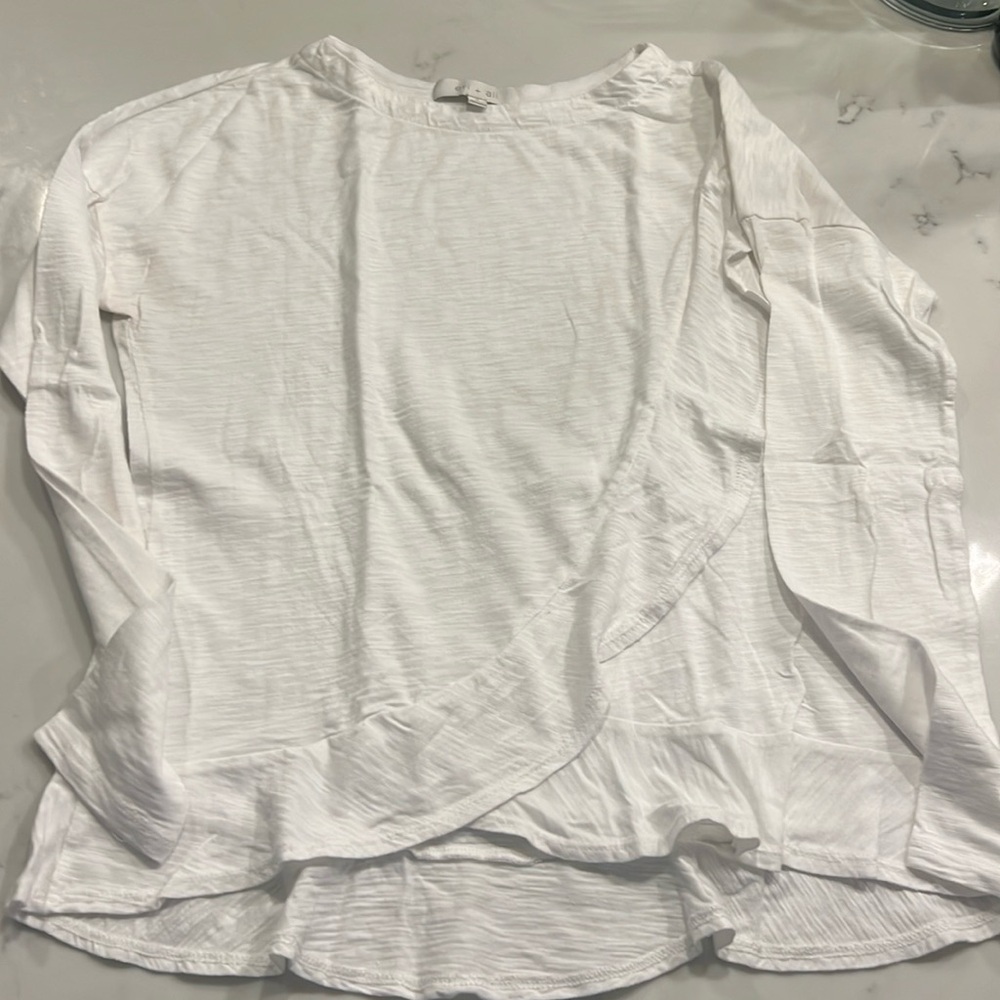Anthropologie x eri + ali Ruffle Hem Long Sleeve Shirt